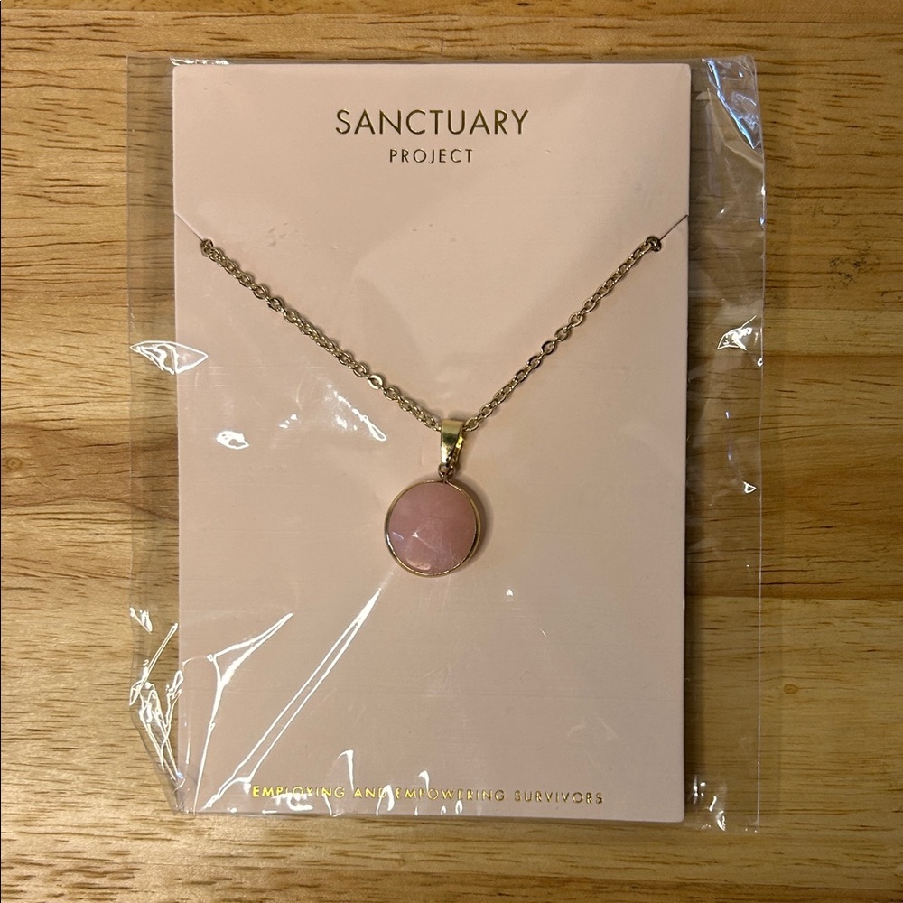 Sanctuary Gold Necklace with Pink Pendant